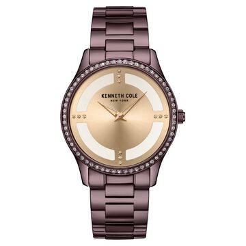 Kenneth Cole Quartz Analog Silver Dial Brown Stainless Steel Strap Watch For Women