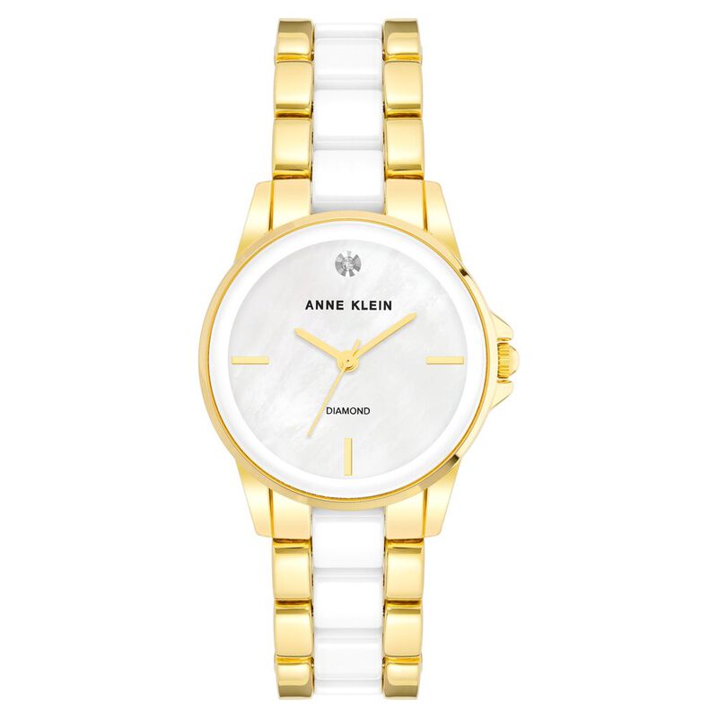 Anne Klein Quartz Analog Mother of Pearl Dial Multicoloured Metal Strap Watch For Women