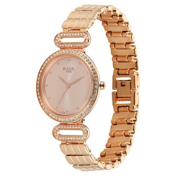 Titan Raga DEC Blaze Quartz Analog Rose Gold Dial Rose Gold Metal Strap Watch For Women