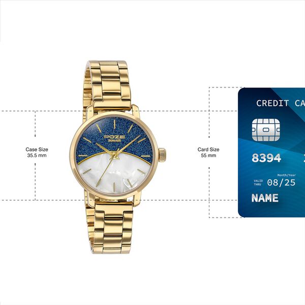 Sonata Poze Quartz Analog Mother of Pearl Dial Golden Metal Strap Watch For Women - image number 3
