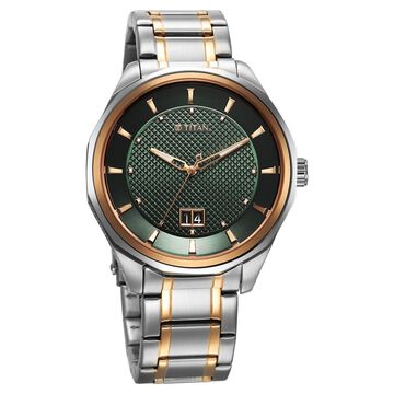 Titan Regalia Opulent Quartz Analog with Date Green Dial With Two Toned Stainless Steel Strap Watch For Men