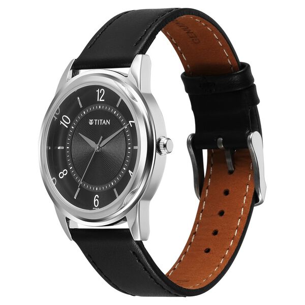 Titan Karishma Zing Quartz Analog Black Dial Leather Strap Watch for Men - image number 2
