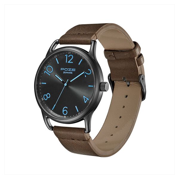 Poze by Sonata Quartz Analog Black Dial PU Leather Strap Watch for Men - image number 2