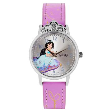 Zoop Disney Jasmine Analog Watch with Silver Dial & Purple Strap for Girls Kids, from House of Titan