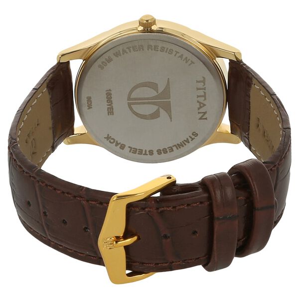 Titan Metal Silver Dial Analog with Day and Date Leather Strap Watch for Men - image number 3