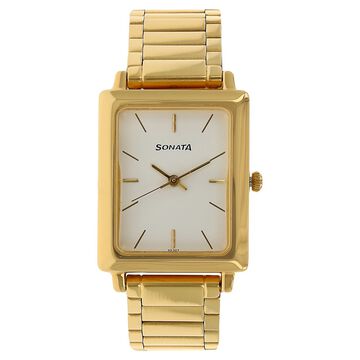 Sonata Quartz Analog White Dial Stainless Steel Strap Watch for Men