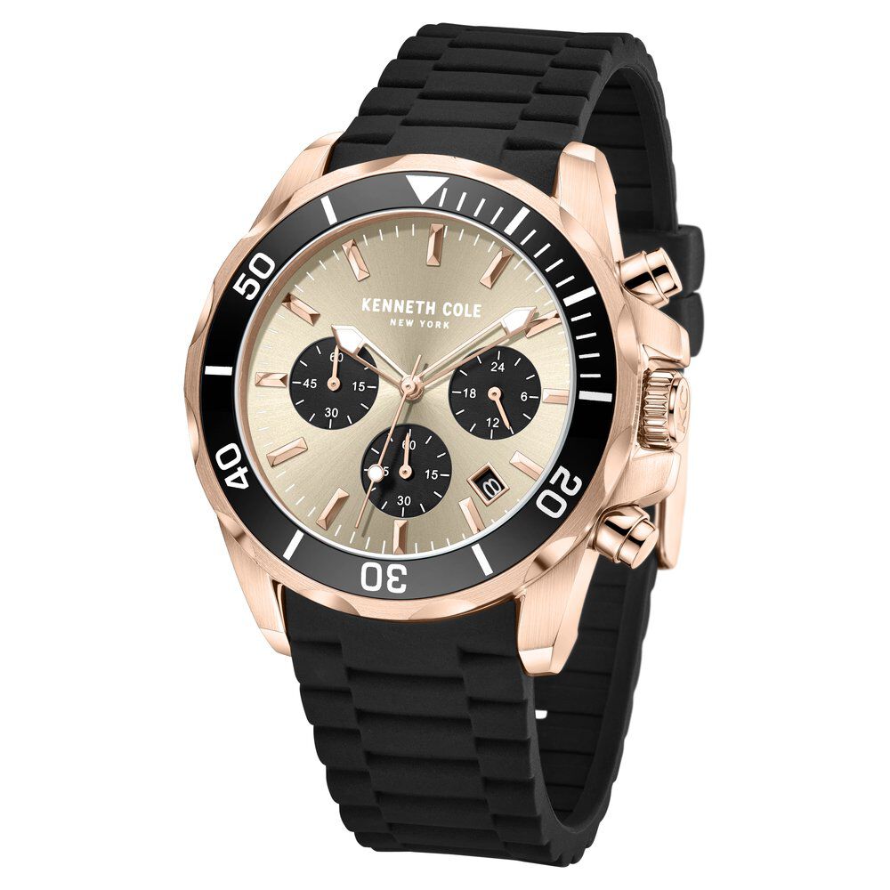 Kenneth Cole Quartz Chronograph Grey dial Silicone Strap Watch for Men