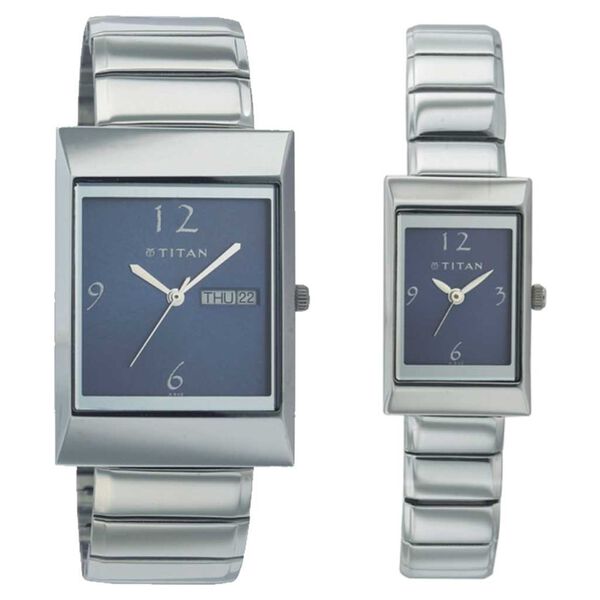 Titan Quartz Analog Blue Dial Watch for Couple - image number 0