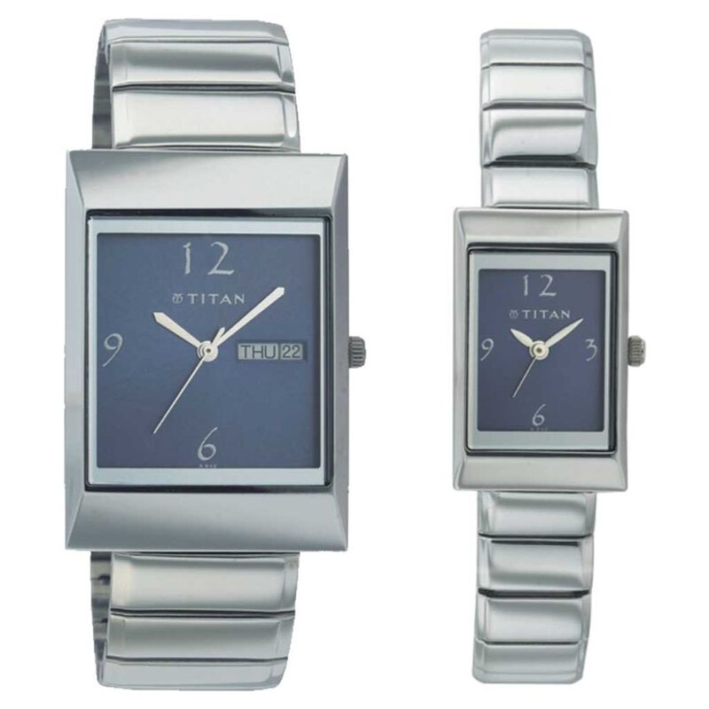 Titan Quartz Analog Blue Dial Watch for Couple