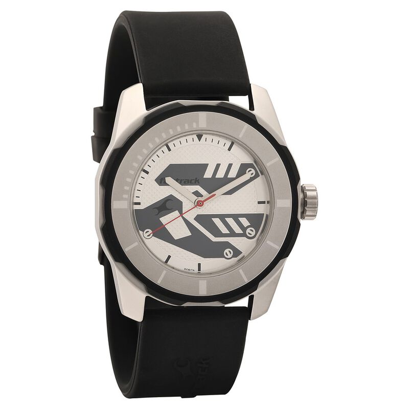 Fastrack Sport Quartz Analog Silver Dial Plastic Strap Watch for Guys
