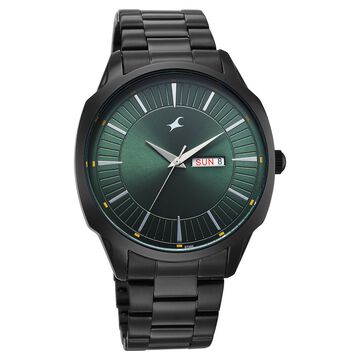 Fastrack Stunners Quartz Analog Green Dial Brown Stainless Steel Strap Watch For Guys