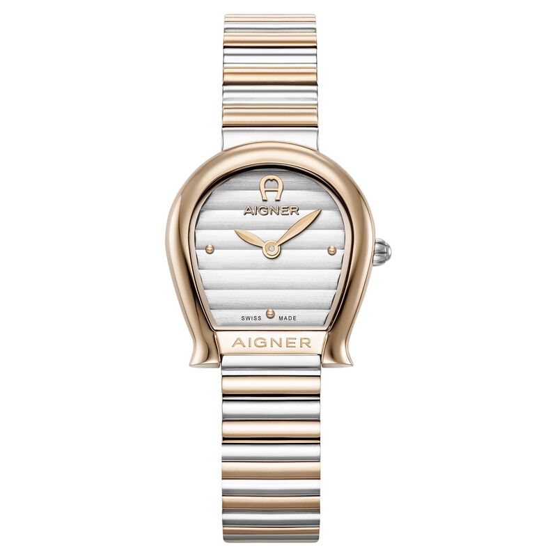 Aigner Quartz Analog Silver Dial Two Toned Stainless Steel Strap Watch For Women