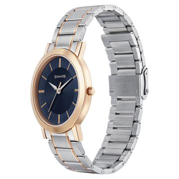 Sonata Quartz Analog Blue Dial Stainless Steel Strap Watch for Men