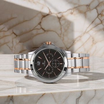 Titan Workwear Quartz Multifunction Brown Dial Stainless Steel Strap watch for Men