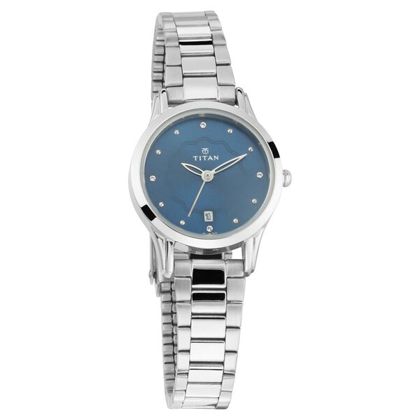 Titan Quartz Analog with Date Blue Dial Metal Strap Watch for Women - image number 1