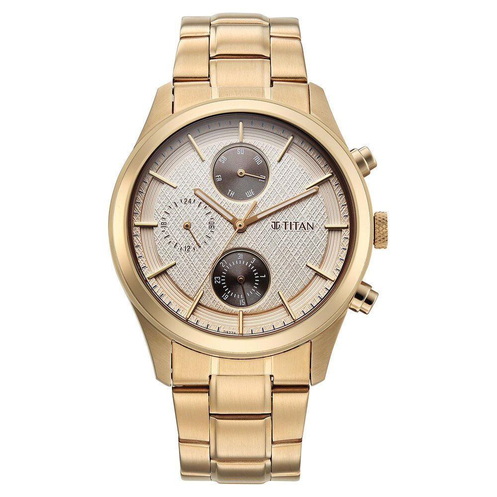 Titan Classique Neo Splash Analog with Cream Dial Carnation Gold Stainless Steel Strap Watch for Men-picture-14