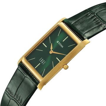 Titan Edge Monture Quartz Analog Green Dial Green Leather Strap Watch For Men