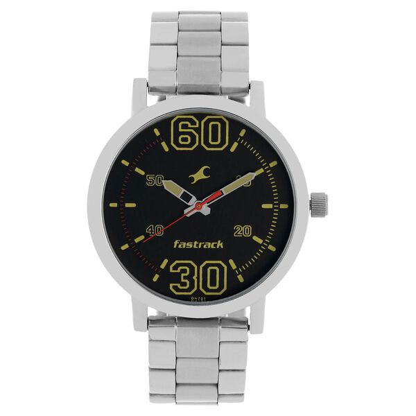 Fastrack Fundamentals Quartz Analog Black Dial Stainless Steel Strap Watch for Guys - image number 0