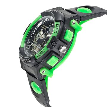 SF Quartz Analog Digital Black Dial PU Strap Watch for Men