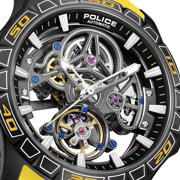 Police Quartz Analog Grey Dial Yellow Silicone Strap Watch For Men - image number 2
