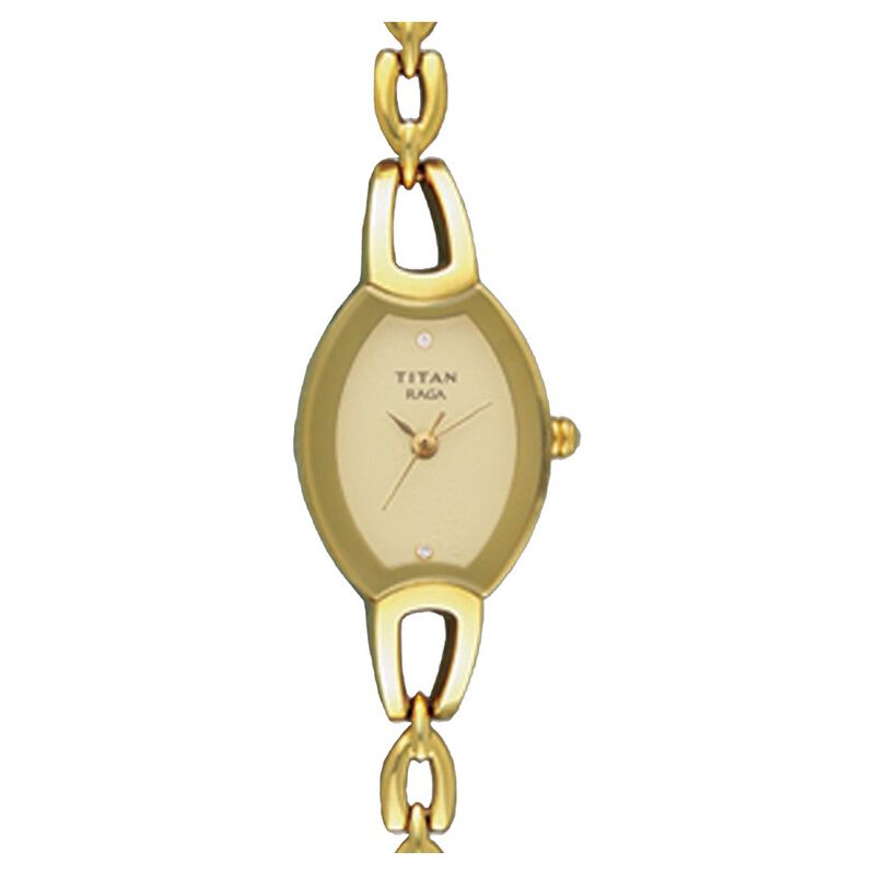 Titan Quartz Analog Champagne Dial Watch for Women