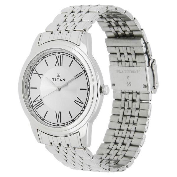 Titan Quartz Analog White Dial Stainless Steel Strap Watch for Men - image number 1