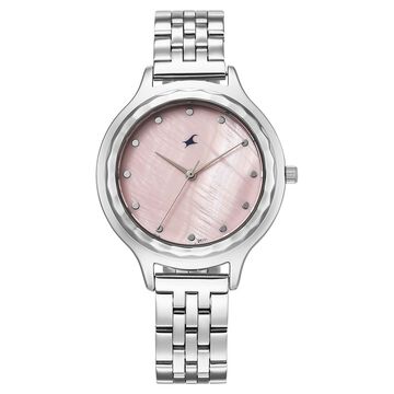 Fastrack Stunners X Quartz Analog Pink Dial Stainless Steel Strap Watch For Girls