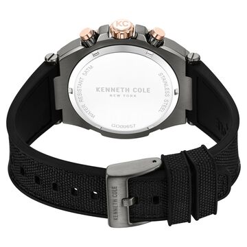 Kenneth Cole Quartz Multifunction Grey Dial Black Colour Silicone Strap Watch For Men