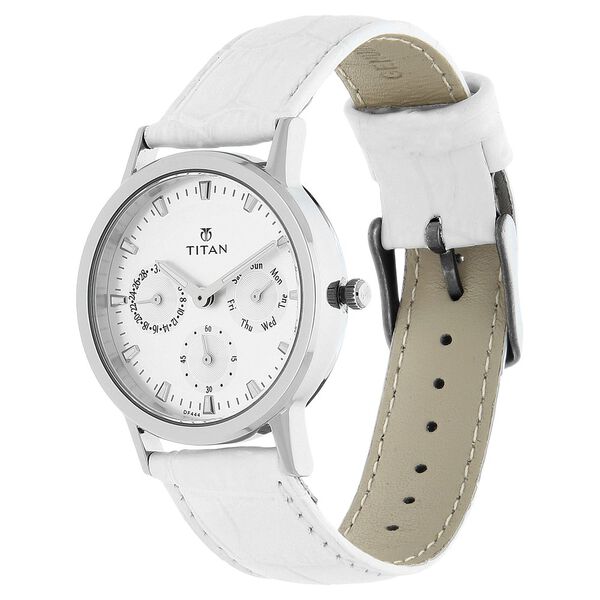 Titan Quartz Multifunction Silver Dial Leather Strap Watch for Women - image number 1