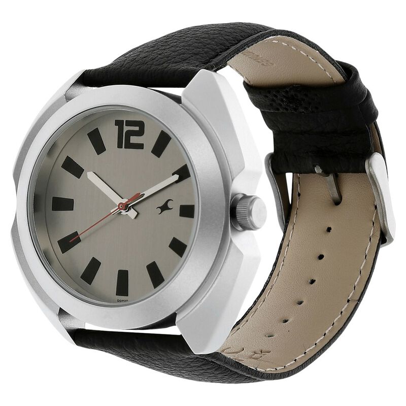 Fastrack Quartz Analog Grey Dial Leather Strap Watch for Guys - image number 1