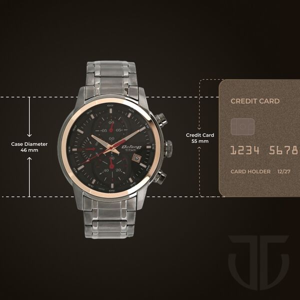 Titan Octane Quartz Chronograph Black Dial Stainless Steel Strap Watch for Men - image number 2