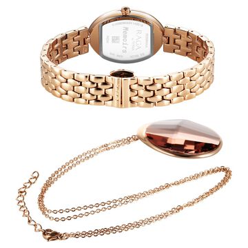 Titan Raga Memoirs Quartz Analog Mother Of Pearl Dial Rose Gold Metal Strap Oval Shaped Watch For Women