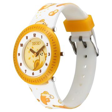 Zoop Analog Watch with Yellow Dial & White Strap for Girls Kids, from House of Titan