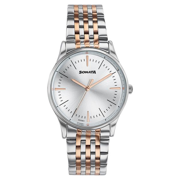 Sonata Verve Quartz Analog Silver Dial Two Toned Metal Strap Watch For Women - image number 0