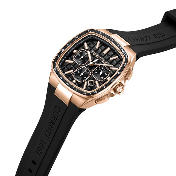 Cerruti 1881 Quartz Chronograph Black Dial Black Silicone Strap Watch For Men - image number 1