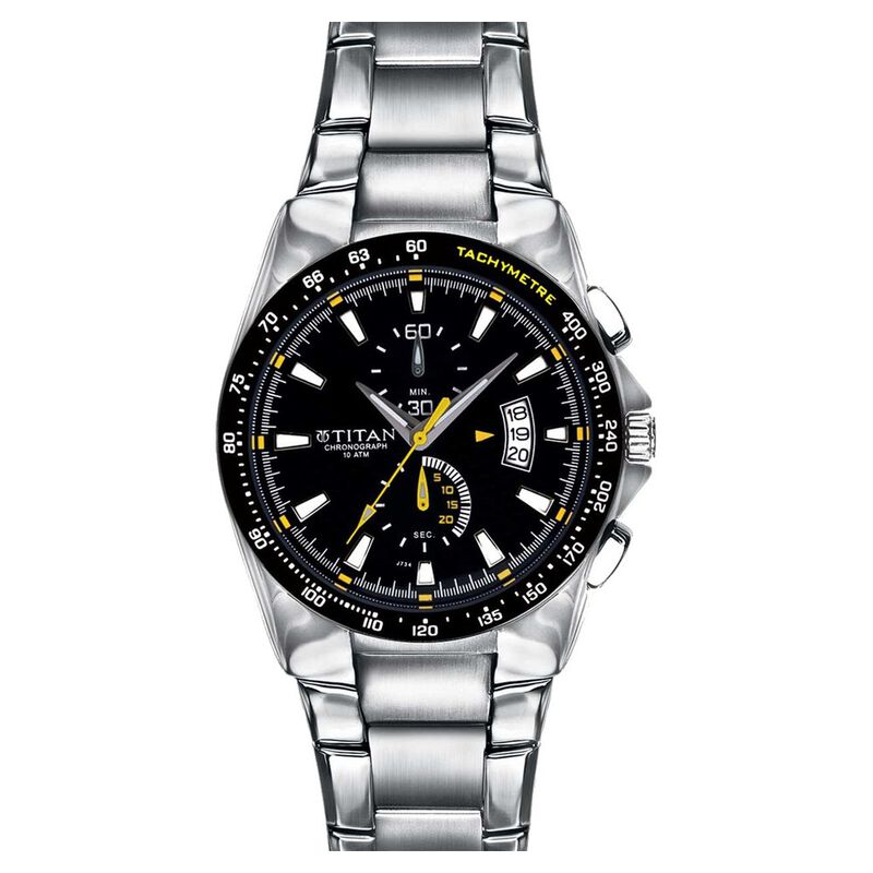 Titan Quartz Chronograph Black Dial Watch for Men