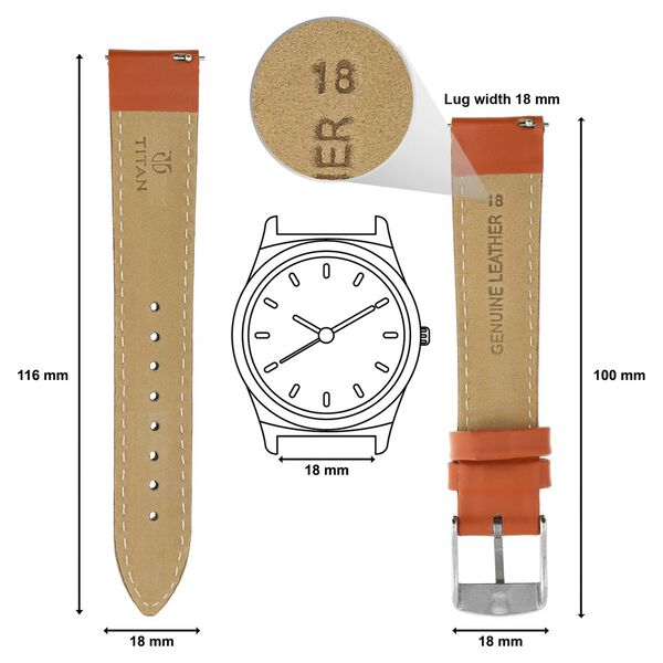 18 mm Genuine Leather Straps for Men - image number 1