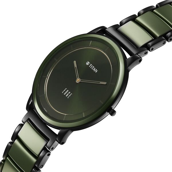 Titan Edge Melange Slim Steel & Ceramic Strap Green Dial Analog Watch For Men - image number 3