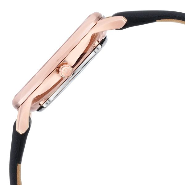 Xylys Swiss Analog with Date Black Leather Strap Mother of Pearl Dial Watch For Women - image number 3