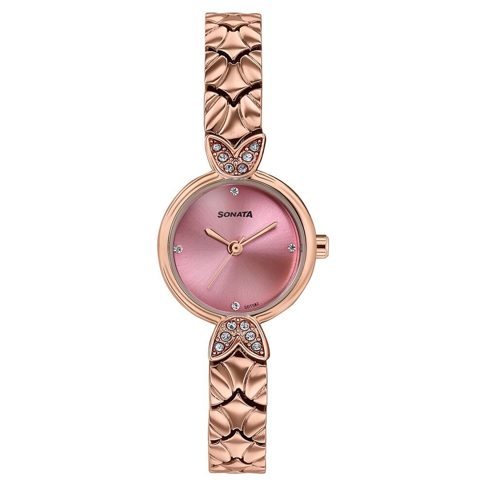 sonata Women's Vintage style Pink dial Bracelet Watch-picture-12