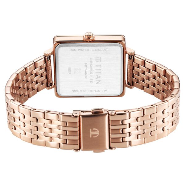 Titan Minimalists Quartz Analog with Date Silver Dial Rose Gold Stainless Steel Strap Watch for Women - image number 4