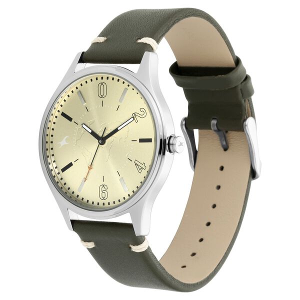 Fastrack Tripster Quartz Analog Green Dial Leather Strap Watch for Guys - image number 2