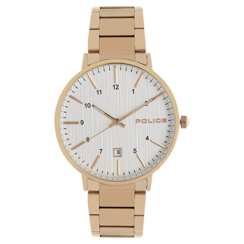 Police Quartz Analog with Date White Dial Stainless Steel Strap Watch for Men