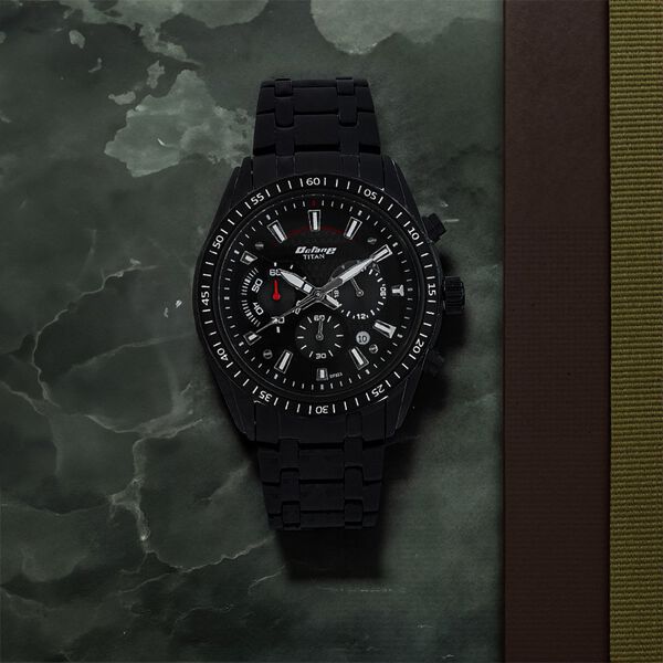 Titan Quartz Chronograph Black Dial Stainless Steel Strap Watch for Men - image number 0