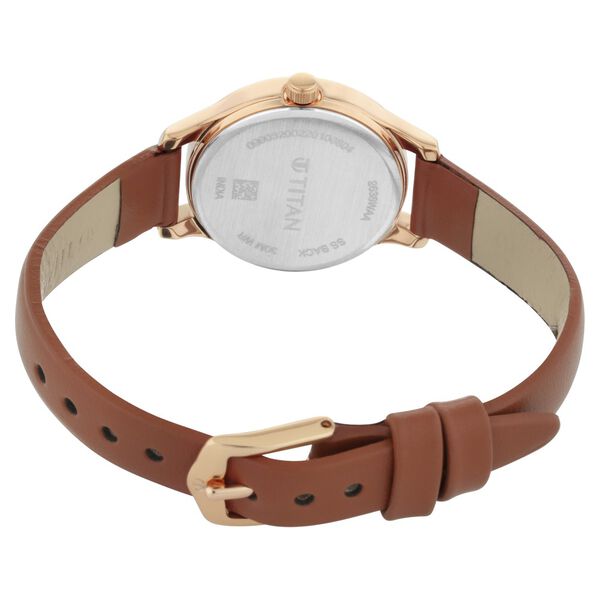 Titan Quartz Analog Silver Dial Tan Leather Strap Watch For Women - image number 4