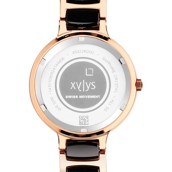 Xylys Swiss Analog Rose Gold Steel And Ceramic Strap Mother Of Pearl Dial Watch For Women - image number 4
