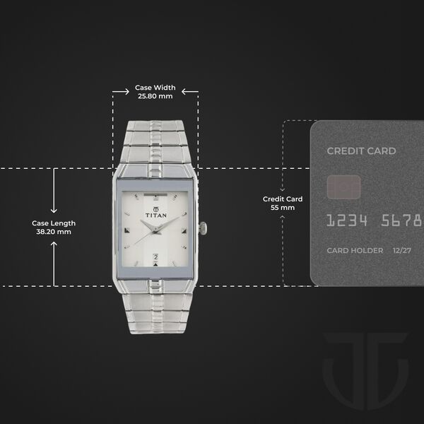 Titan Quartz Analog with Date White Dial Stainless Steel Strap Watch for Men - image number 2
