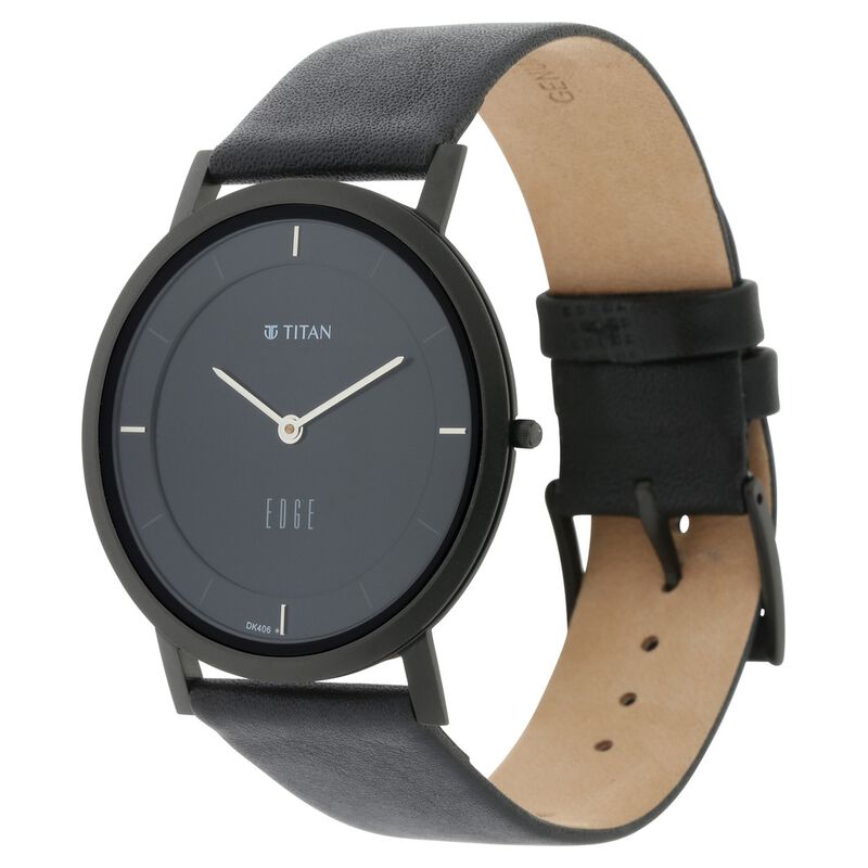 Buy Online Titan Edge Black Dial Quartz Leather Strap Watch for Men ns1595nl04 Titan