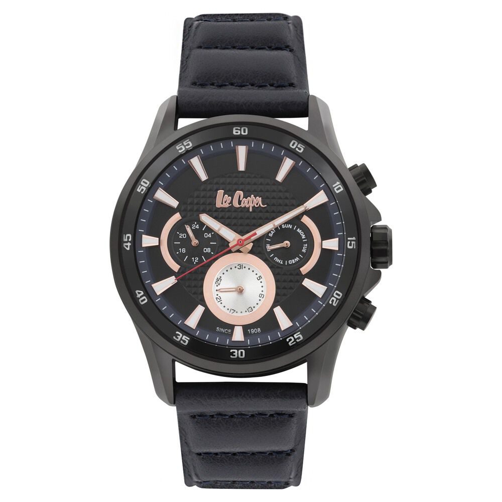 Buy Online Lee Cooper Quartz Multifunction Black Dial Leather