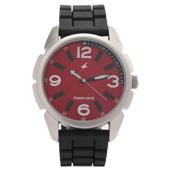 Fastrack Quartz Analog Red Dial Silicone Strap Watch for Guys - image number 0